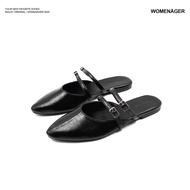womenager - Railey Original สี Black รองเท้าหัวแหลมเปิดส้น
