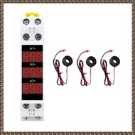 (JPTZ) 1Set Din Rail Mount 3 Phase Ampere Meter LED Digital Display Detector Ammeter White
