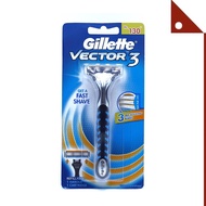 Gillette : GILVT3* มีดโกนหนวด Vector3 Razor Handle Holds Sensor Sensor Excel &amp; Sensor 3 Blades