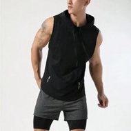 Manfinity Sport Streetwear Boyfriend Style Men Reflective Panel Drawstring Hooded Sports Tank Top Wo