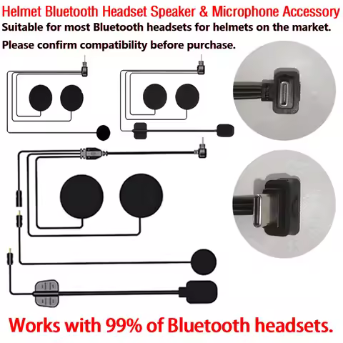 Motorcycle Helmet Bluetooth Headset & Intercom Microphone Cable for Full Face, Open Face and 3/4 Hel