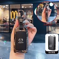 Genuine Leather Zinc Alloy Remote Smart Car Key Case Cover Fob Holder Keychain Protector Shell For M