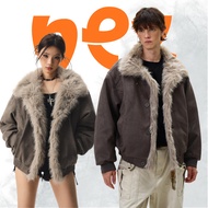 FAUX FUR COLLAR JACKET V2 Jacket Bare Suede Cotton FUR Lining Choco Brown Trim - NEX NJK7