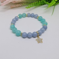 Natural crystal Angelite and Amazonite bracelet