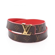 【二手】LOUIS VUITTON腰帶，Ceinture Initials，Monogram，Rouge，金色五金，雙面可用，M9498，皮革，PVC塗層帆布