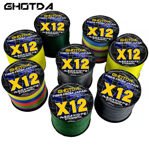 GHOTDA 12 Strands Braided Pe Fishing Line Multifilament X12 300M 500M 1000M 100M Carp Japanese Wire 