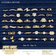 MATA 925 Silver Gold Plated Eye Ring Cincin Silver 925 Original