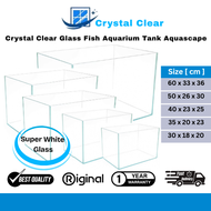 Crystal Clear Glass Fish Tank Aquarium Aquascape Kaca 60cm / 50cm / 40cm / 35cm / 30cmm