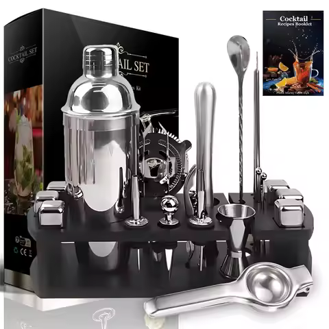 23 Piece Set Stainless Steel Home Wine Mixer Cocktail Mixing Tools Shaker Cup Bar Bartender Tools So