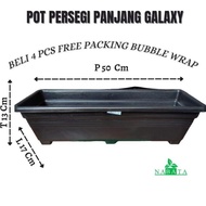 Pot persegi panjang hitam galaxy / pot panjang / pot bunga / pot