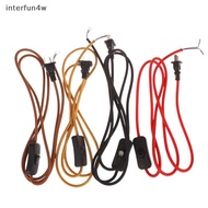 interfun4w 220V AC Power Cords With Plug Switch Fabric Textile Covered Flex Cable Wire 1.8 Meters Ex