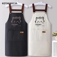 KOTAKAN13A Workwear Apron, Cartoon Cats Printing Easy To Clean Kitchen Apron, Cute Oil Proof Waterpr