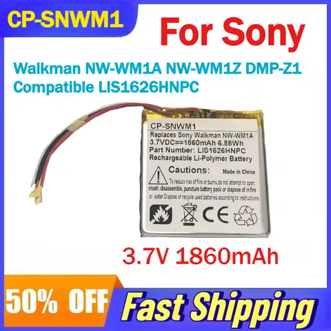 3.7V 1860mAh CP-SNWM1 Battery For Sony Walkman NW-WM1A NW-WM1Z DMP-Z1 MP3 Compatible LIS1626HNPC Rec
