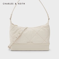 CHARLES&amp;KEITH สุภาพสตรี CK2-20781596 กระเป๋าสะพายไหล่ลายเพชรแท้ Mustard