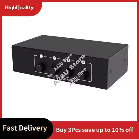 RCA AUX Audio Switcher 4 In 1 Out Stereo Audio Selector 4X1 3.5Mm Aux L/R RCA Audio Switch Box Analo