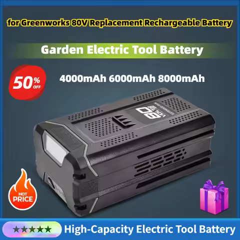 4.0Ah/6.0Ah/8.0Ah for Greenworks 80V Replacement Rechargeable Lithium Battery for GBA80200 GBA80300