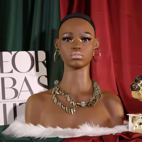 Black Female Mannequin Head with Shoulders Wig Jewelry Display Stand Model