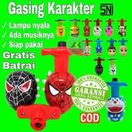Mainan Anak Gangsing Karakter Lampu Nyala dan Suara Gasing Beyblade Spiderman Captain America Minion