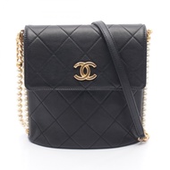 【二手】香奈兒 (Chanel) 絎縫仿珍珠肩背包 AS2503 黑色皮革絎縫仿珍珠鏈肩背包