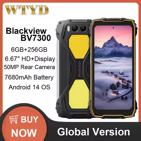 Blackview BV7300 Rugged Phone 6GB+256GB 6.67'' Android 14 MediaTek Helio G81 7680mAh 45W Fast Charge