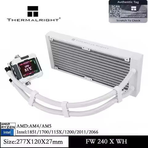 Thermalright FROZEN WARFRAME 240 X WHITE No Fan CPU Water Cooler with LCD Display for AM5 AM4 Intel 