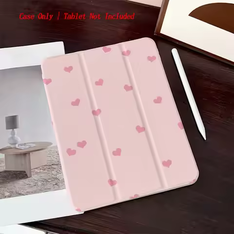 Romantic Light Pink Background Hot Pink Hearts Print iPad Cover For Apple iPad 10th Gen Pro 11 Air 4