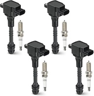 4PCS Ignition Coil Pack with 4PCS Iridium Spark Plug Compatible with Nissan 2002 2003 2004 2005 2006