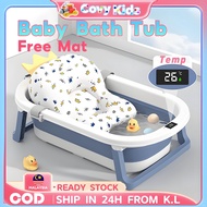 🔥FREE MAT🔥Baby bath tub with thermometer Besen mandi baby newborn foldable anti-slip besen mandi bab