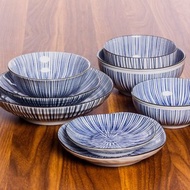 日本進口美濃燒細十草三峰陶瓷餐具日式家用大盤子平盤創意碗