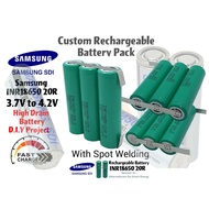 Battery Pack Custom DIY Lithium Ion 6000mAh INR18650 20R 66A 6.0Ah 1S3P Heavy Duty With Spot Welding