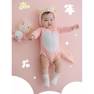 Baby's Hundred Days Full Baby's Hundred Days Photoshoot Costume Pink Dragon Theme Clothes Photo Stud