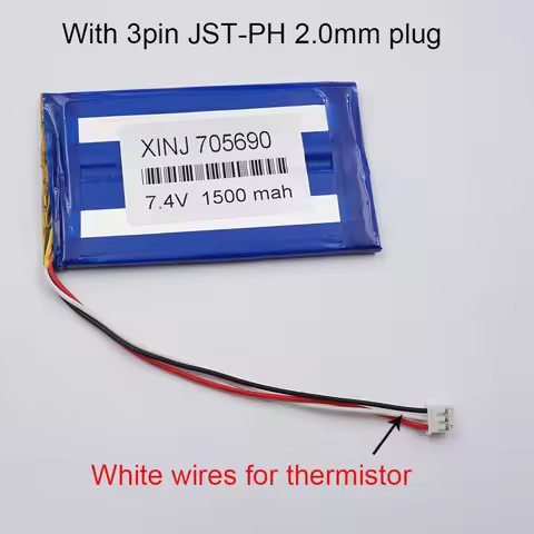 7.4V 1500 mAh 11.1Wh Polymer Li Lithium Lipo Battery Cell 705690 JST 3Pin 2.0mm Connector For MID ip