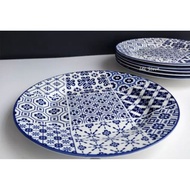 4PCS.(10 5") DECORATED BUFFET/DINNER PLATE)  .Vintage Allegent Blue...