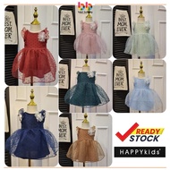 [0-24months] Dress Baby Girl Baju Raya Bayi Kanak2 Perempuan HappyKids Gaun Lace Baby Birthday