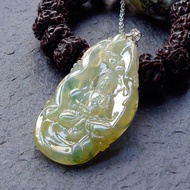 收藏級翡翠玻璃種 黃加綠翡翠 觀音翡翠 緬甸A貨翡翠QJ-0003