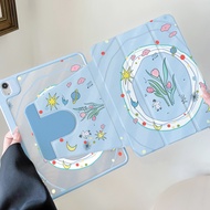 เคสป้องกัน iPad Air6 11 star&flower หมุนได้ 360 Gen9/8 for iPad mini7 Air7 พร้อมถาดใส่ปากกา gen11