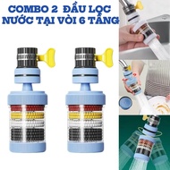 Combo 2 Đầu Lọc Nước Tại Vòi 6 Tầng Xoay 360 Chịu Nhiệt 60°C – Bộ Lọc Nước Tại Vòi Lọc Cặn Bẩn Lọc P