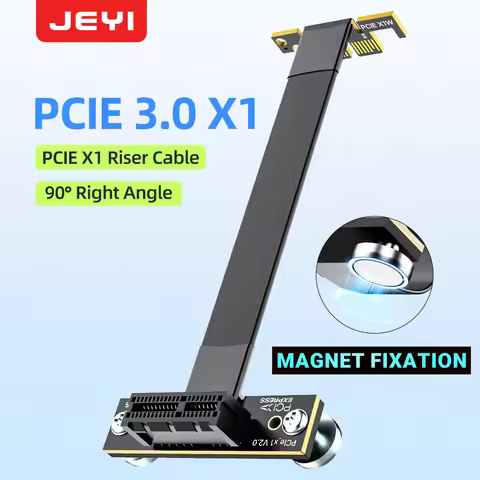 JEYI PCIe 3.0 X1 Magnetic Fixatiom Riser Cable 8Gbps - 90° Dual Angle 10cm(0.32ft)for PCIe WiFi Card