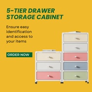 5 Tier Drawer Storage Plastic Cabinet Transparent Drawers Organizer Rak Almari
