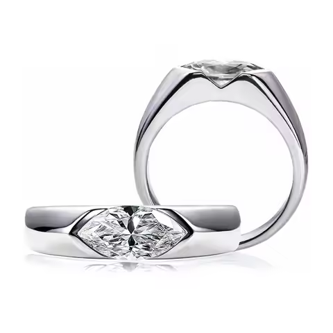 Olive Moissanite Wedding Ring Women with Certificate 1ct 5x8MM Laboratory Diamond Rings Jewelry 18K 