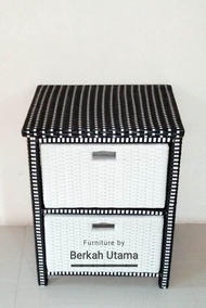 (( Cod )) Lemari laci / Rak laci penyimpanan serbaguna rotan sintetis isi 2 kotak laci atas