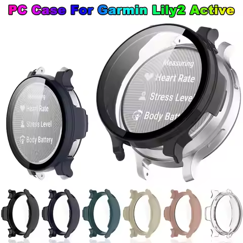 PC Watch Case + Glass Film For Garmin Lily 2 Active Screen Protector Cover With Tempered Glass Frame