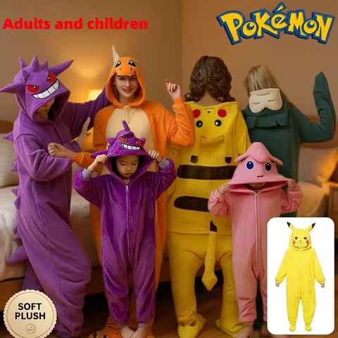 Pokemon Plush Full Body Onesie Pajama Anime Cosplay Costume Gengar Snorlax Pikachu Charmander Hallow