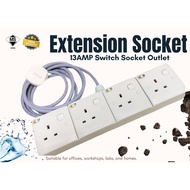 READY STOCK Customized Extension Socket Plug 13 amp 1M 2M 3M 5M