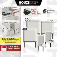 HOUZE - Pulse - 13L | 20L | 30L | 40L | 50L Stainless Steel Smart Push Bin | Garbage | Free 1 Roll T