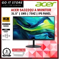 ACER SA322QU A 31.5" IPS WQHD 2K 1Ms 75Hz Flat Built in Speaker Monitor (HDMI / DP) SA322QUA