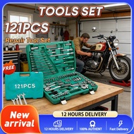 121 PCS Complete Socket Set Heavy Duty Tool Kit for Motorcycle Car Repair with Storage Box