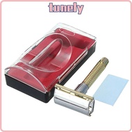 TUNELY Handle Razor, Double Edge Stainless Steel Safety Razor, Exquisite Retro Manual Facial Shave M