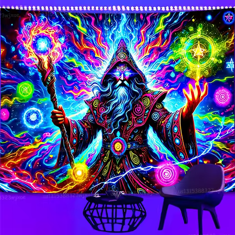 VIKAMA Magic Tapestry Rune Wizard x Dazzle Lightning High Density Living Room Bedroom Decor Ins Styl