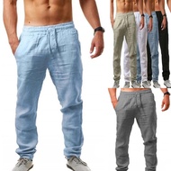 Plus Size 2022 New Summer Fashion Men's Casual Pants Elastic Waist Trousers Jogging Pants Cotton Linen Men's Clothing Joggers